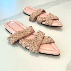 Rag & Bone Lewis Woven Braided Suede Sandal light pink